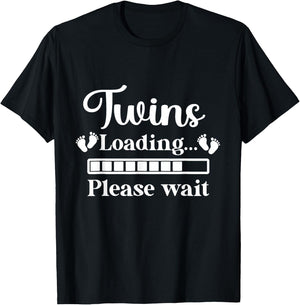Twins Loading Please Wait Twin Mom Mama Funny T-Shirt - T-Shirt | Black