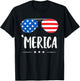Merica Sunglasses 4th of July Boys Girls USA Flag Patriotic T-Shirt - T-Shirt | Black