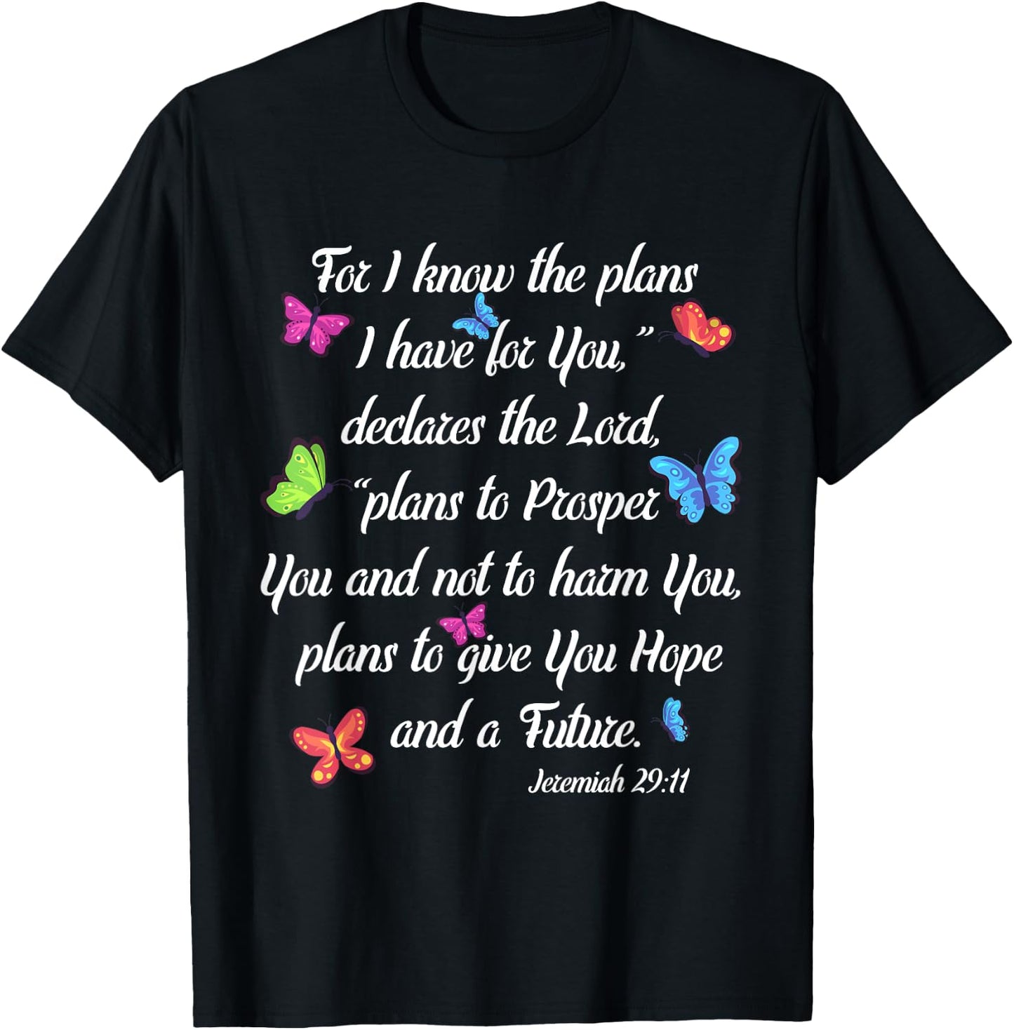 Godly Women Jeremiah 29:11 Christian Bible Verse Butterfly T-Shirt - T-Shirt | Black