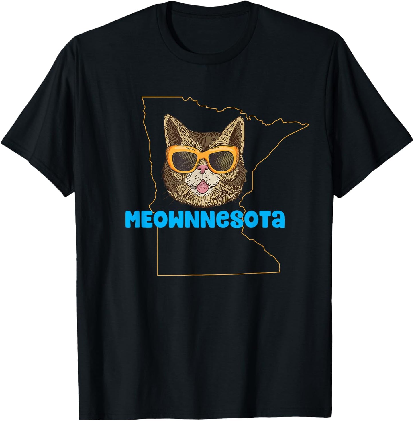 Meownnesota (Minnesota) - Funny City State Cat Pun T-Shirt - T-Shirt | Black