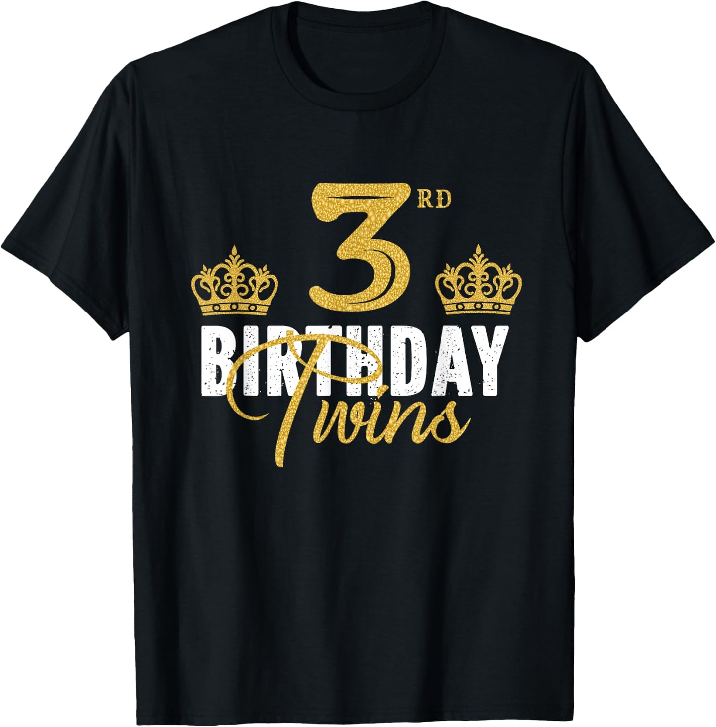 3rd Birthday Twins 3 Years Old Party Idea For Boy And Girl T-Shirt - T-Shirt | Black
