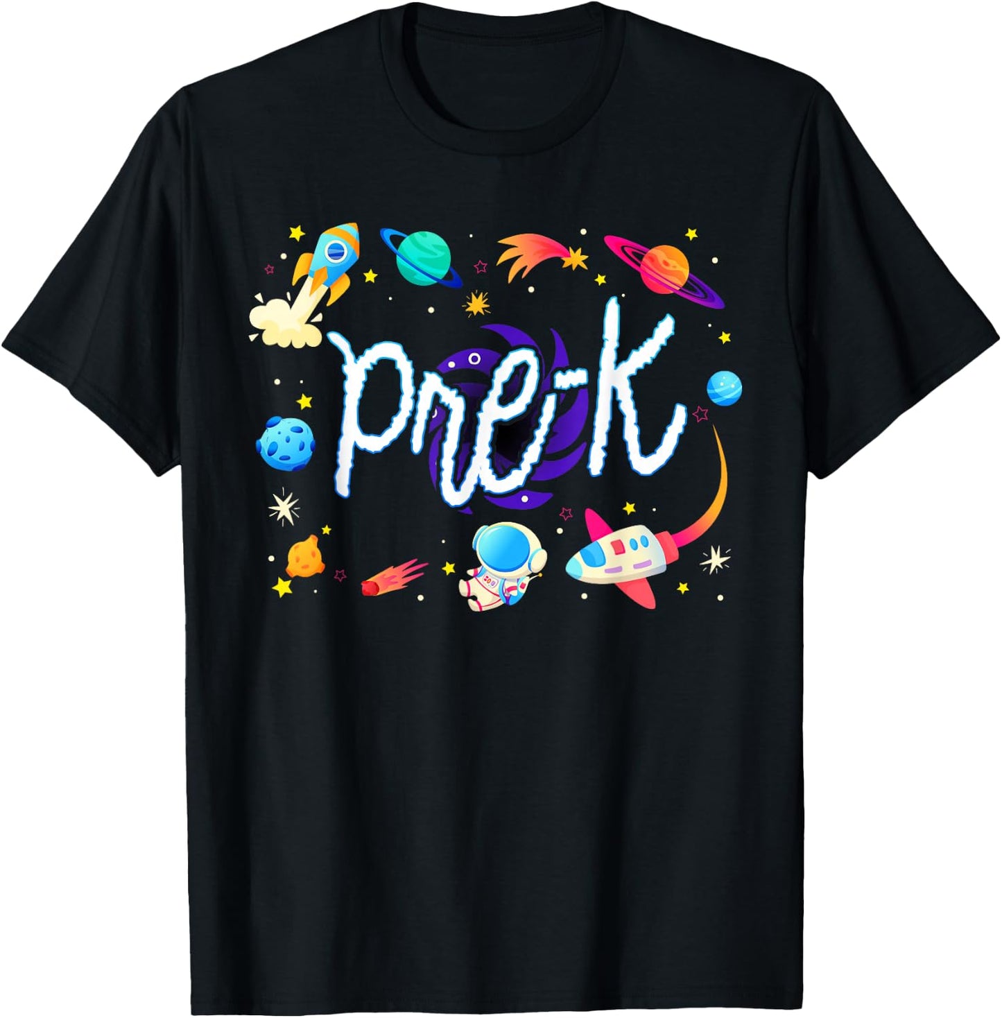 Pre-K Astronaut Planets Space Back To School Techer Kids T-Shirt - T-Shirt | Black