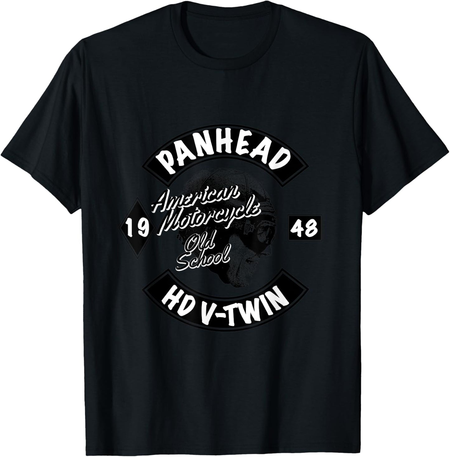 Classic Vintage HD Panhead Motorcycle V-Twin 1948 Helmet T-Shirt - T-Shirt | Black