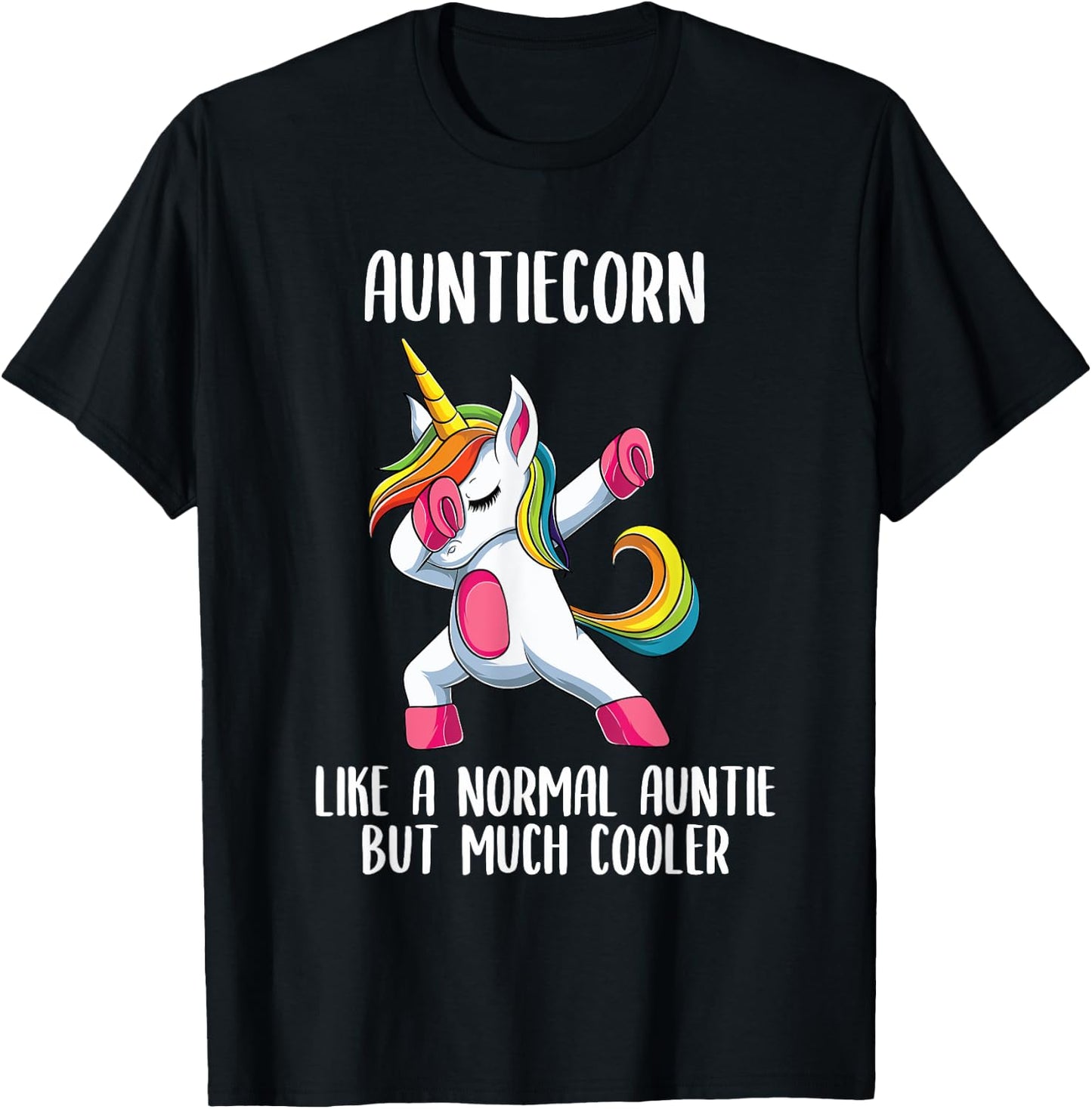 Unicorn Auntie Girl Birthday Party Apparel, AuntieCorn Cute T-Shirt - T-Shirt | Black