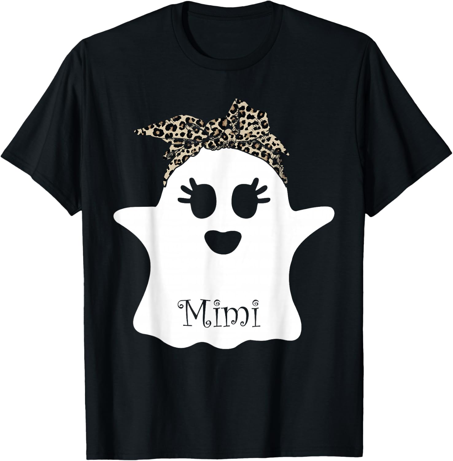 mb Spooky Mimi Ghost Bandana Boo Halloween Family Matching T-Shirt - T-Shirt | Black
