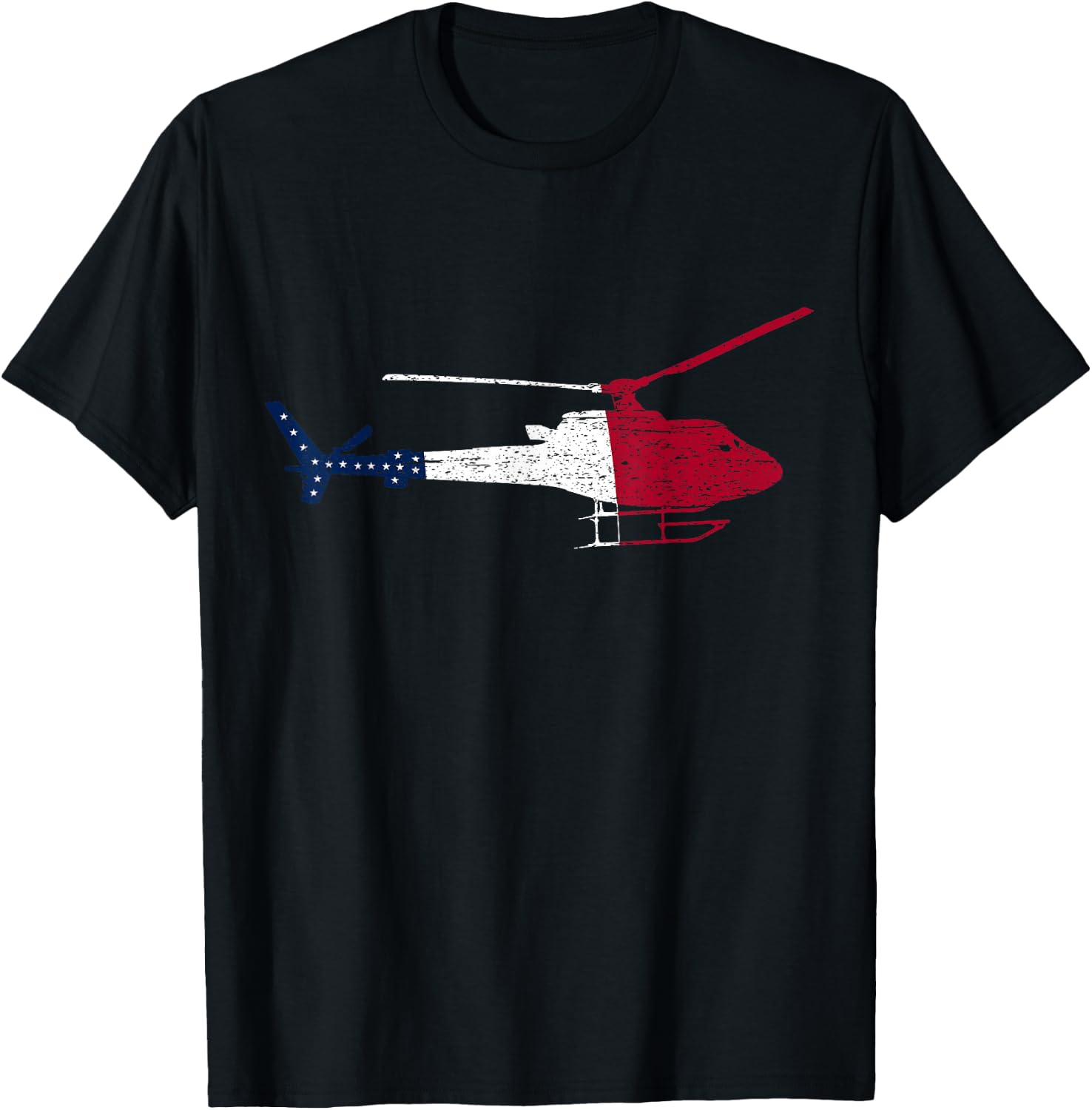 Patriotic Bell 407 helicopter American flag T-Shirt - T-Shirt | Black