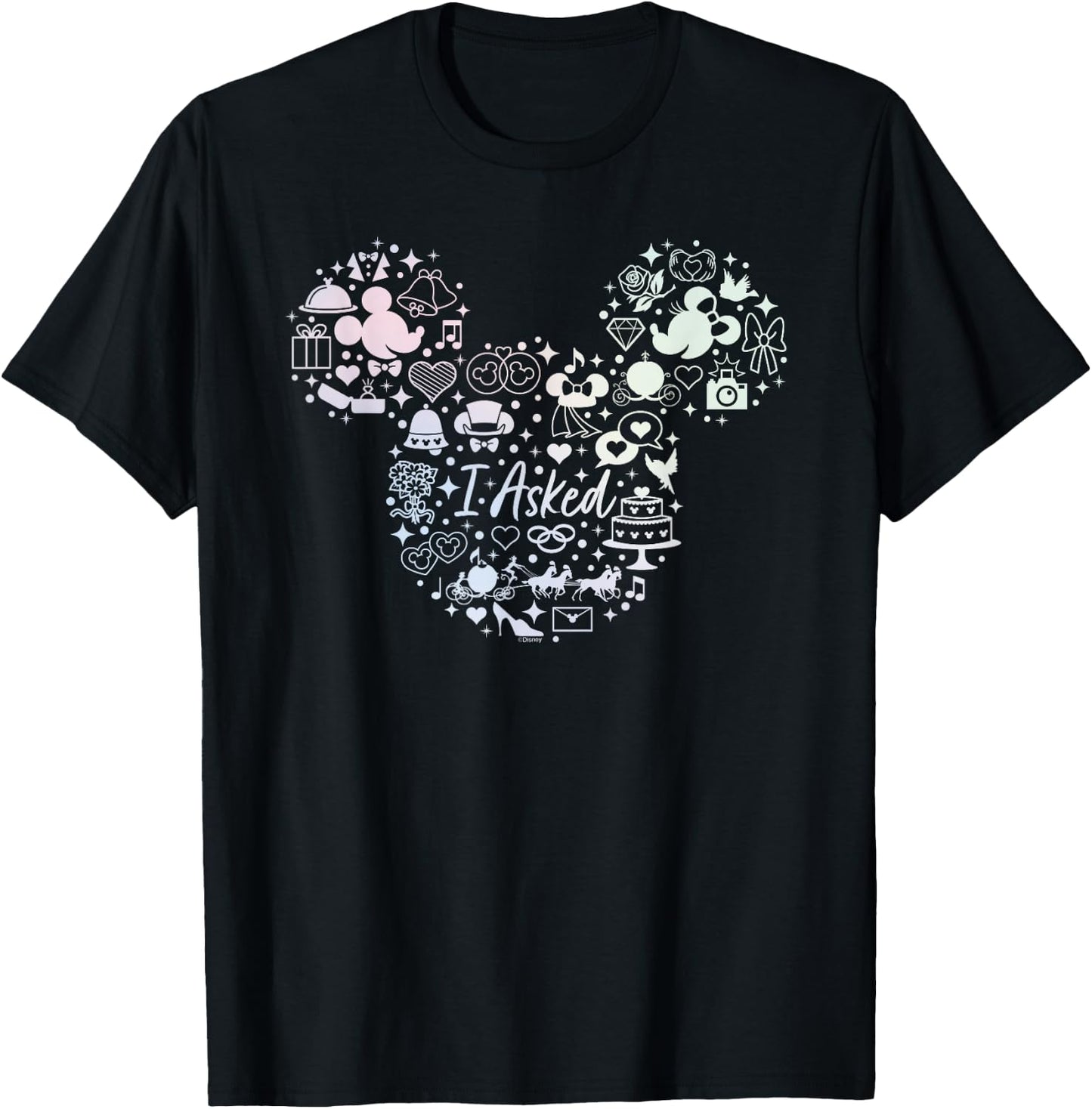 Disney I Asked Engagement Proposal Mickey Head Icon T-Shirt - T-Shirt | Black