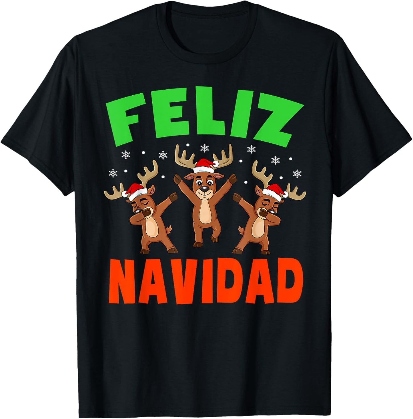 Feliz Navidad Shirt Kids Family Christmas Pajamas Men Women T-Shirt - T-Shirt | Black