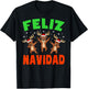 Feliz Navidad Shirt Kids Family Christmas Pajamas Men Women T-Shirt - T-Shirt | Black