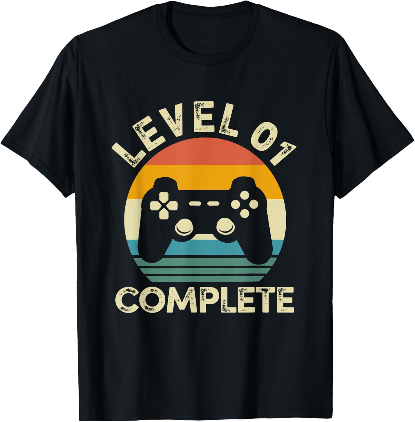 Vintage Level 01 Complete 1st Birthday 1 Year Old Video Game T-Shirt - T-Shirt | Black