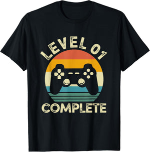Vintage Level 01 Complete 1st Birthday 1 Year Old Video Game T-Shirt - T-Shirt | Black