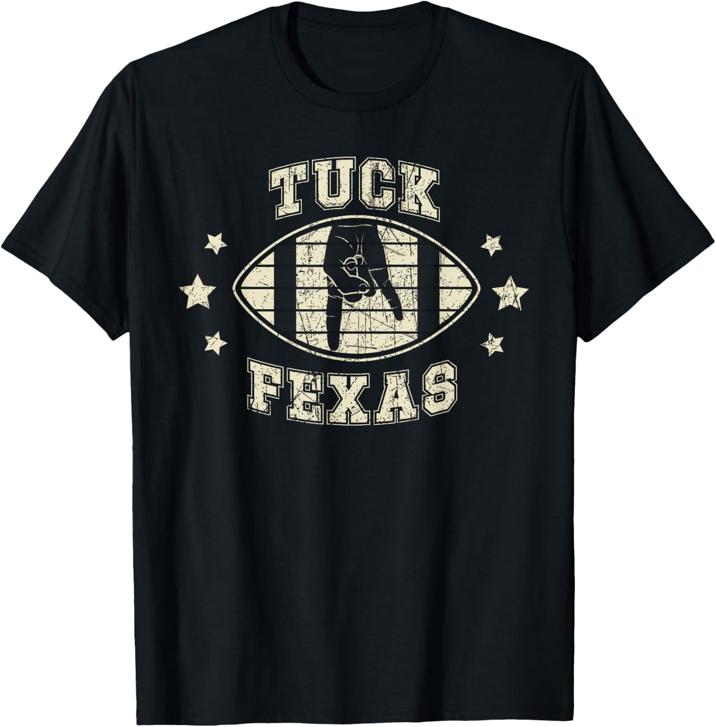 Tuck Fexas Horns Down Funny Beat Texas T-Shirt - T-Shirt | Black