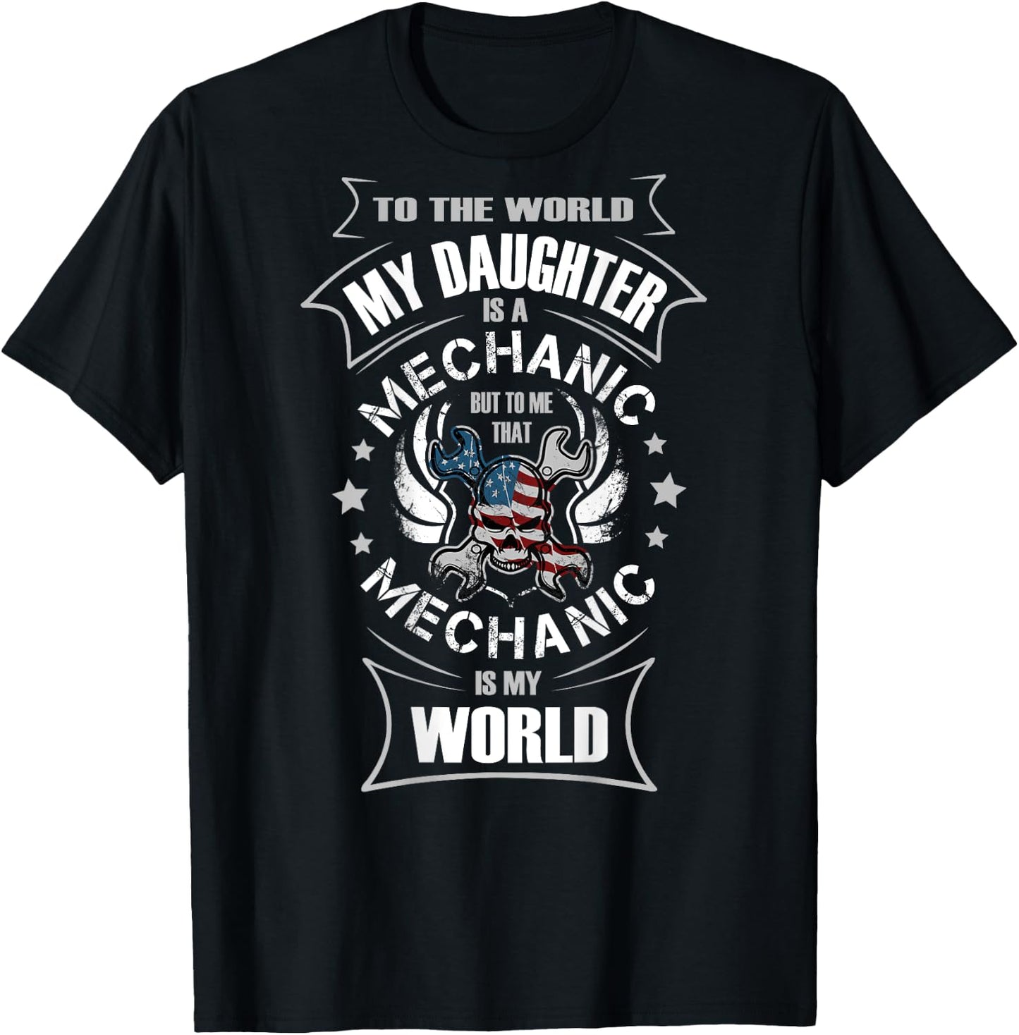 Auto Mechanics Gifts Daughter Girl Auto Mechanic Is My World T-Shirt - T-Shirt | Black