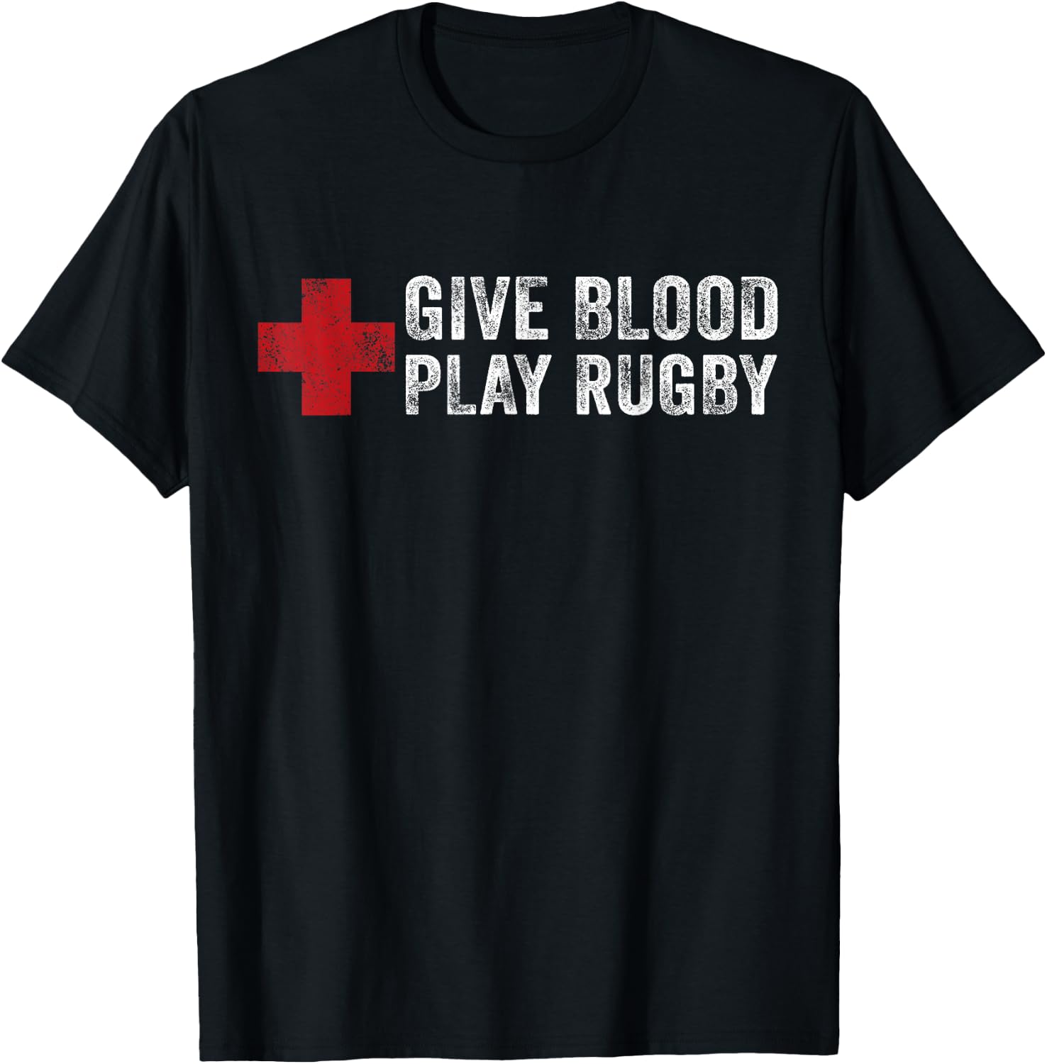 Give Blood Play Rugby Player Funny Rugger League Union T-Shirt - T-Shirt | Black