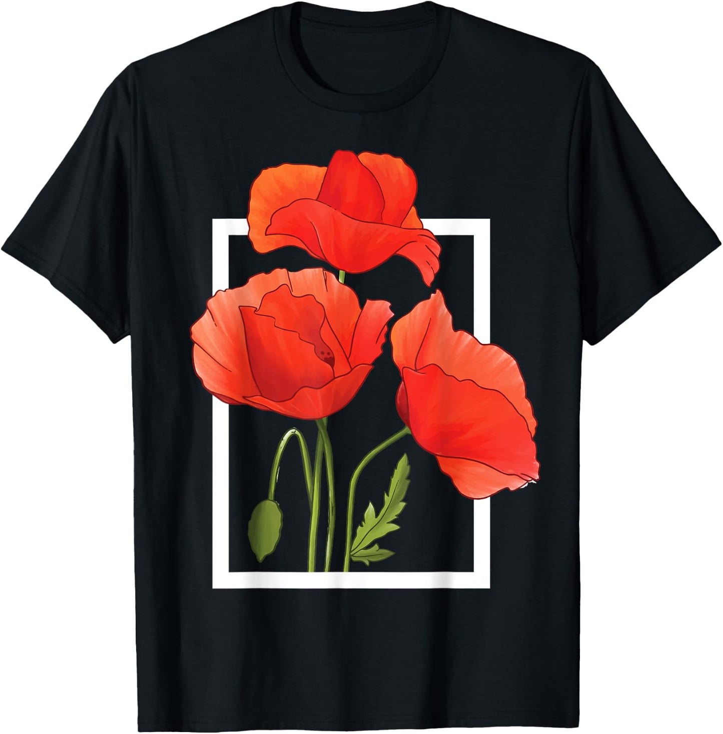 Poppy Flowers T-Shirt - T-Shirt | Black