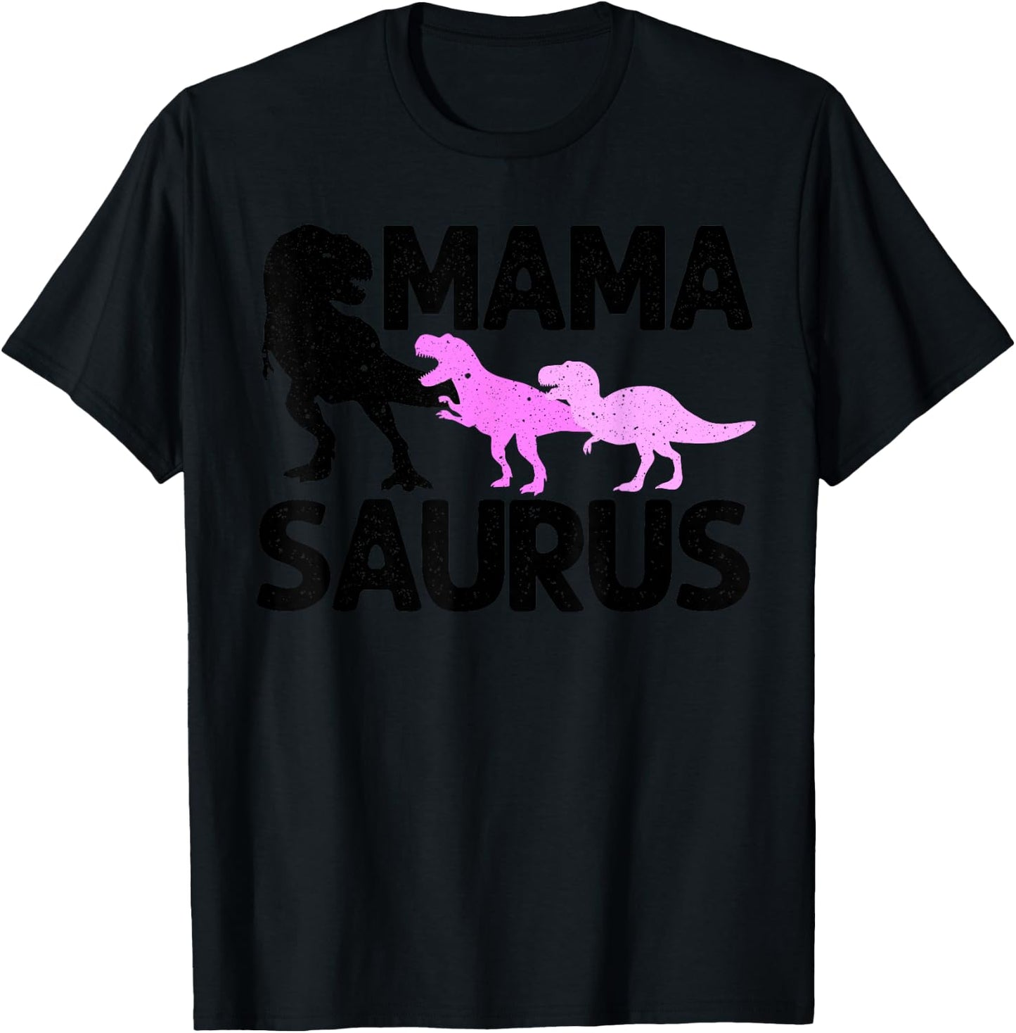 Funny Mama Saurus Gift Mommy Dinosaur Mom Of Twins Women T-Shirt - T-Shirt | Black
