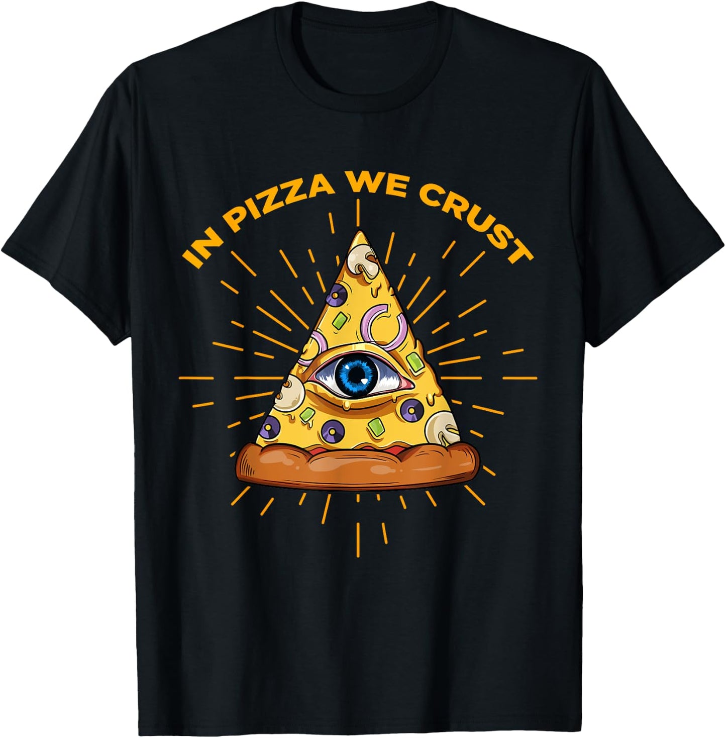 Freemasonry Pizza Vegan Illuminati All-Seeing Eye Food Lover T-Shirt - T-Shirt | Black