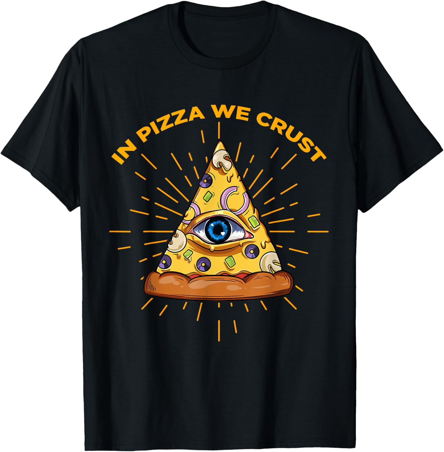 Freemasonry Pizza Vegan Illuminati All-Seeing Eye Food Lover T-Shirt - T-Shirt | Black