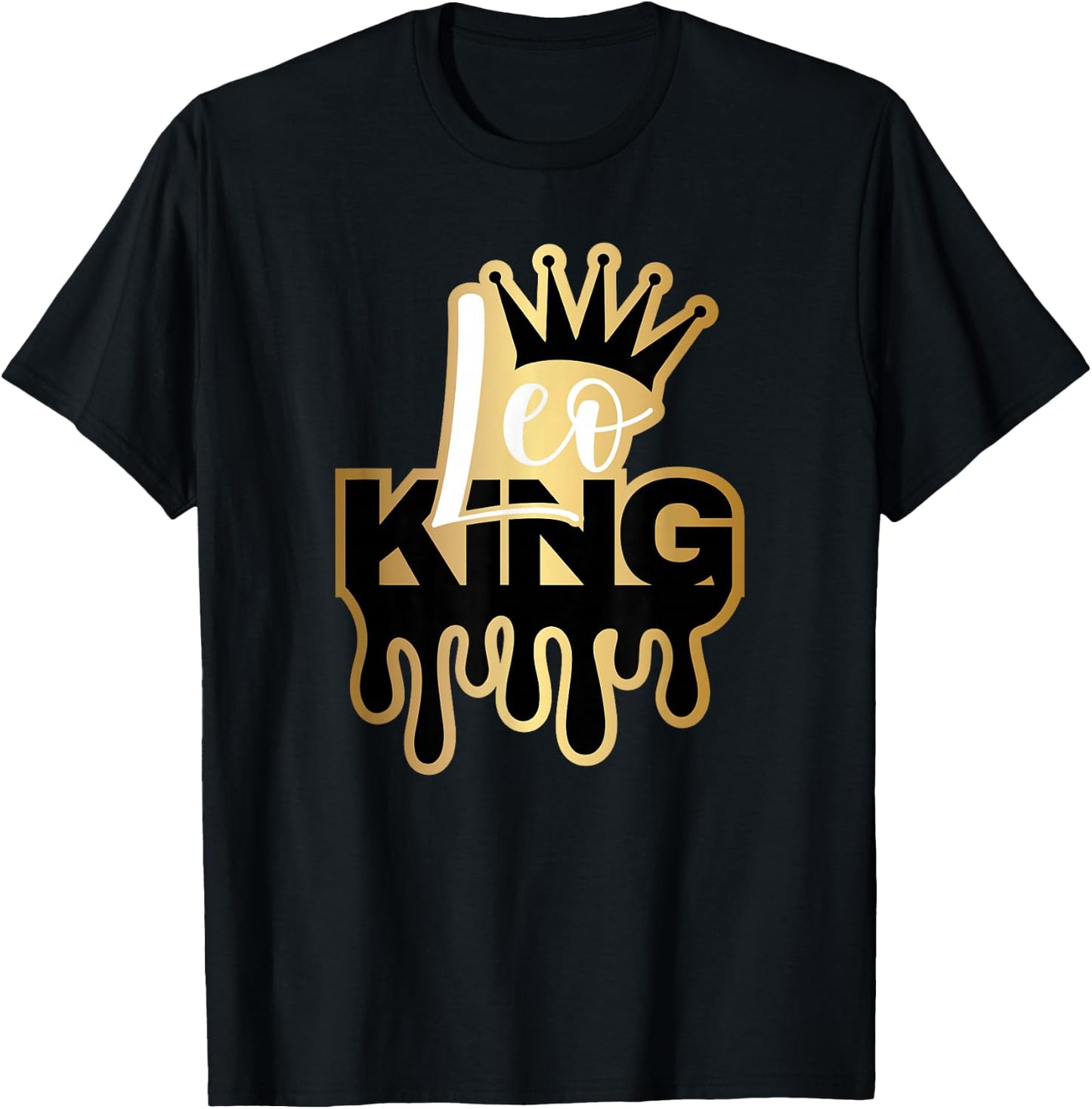 Dripping Leo King Zodiac T-Shirt - T-Shirt | Black