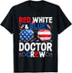 4th Of July Red White & Blue Doctor Crew American Flag Women Men T-Shirt - T-Shirt | Black