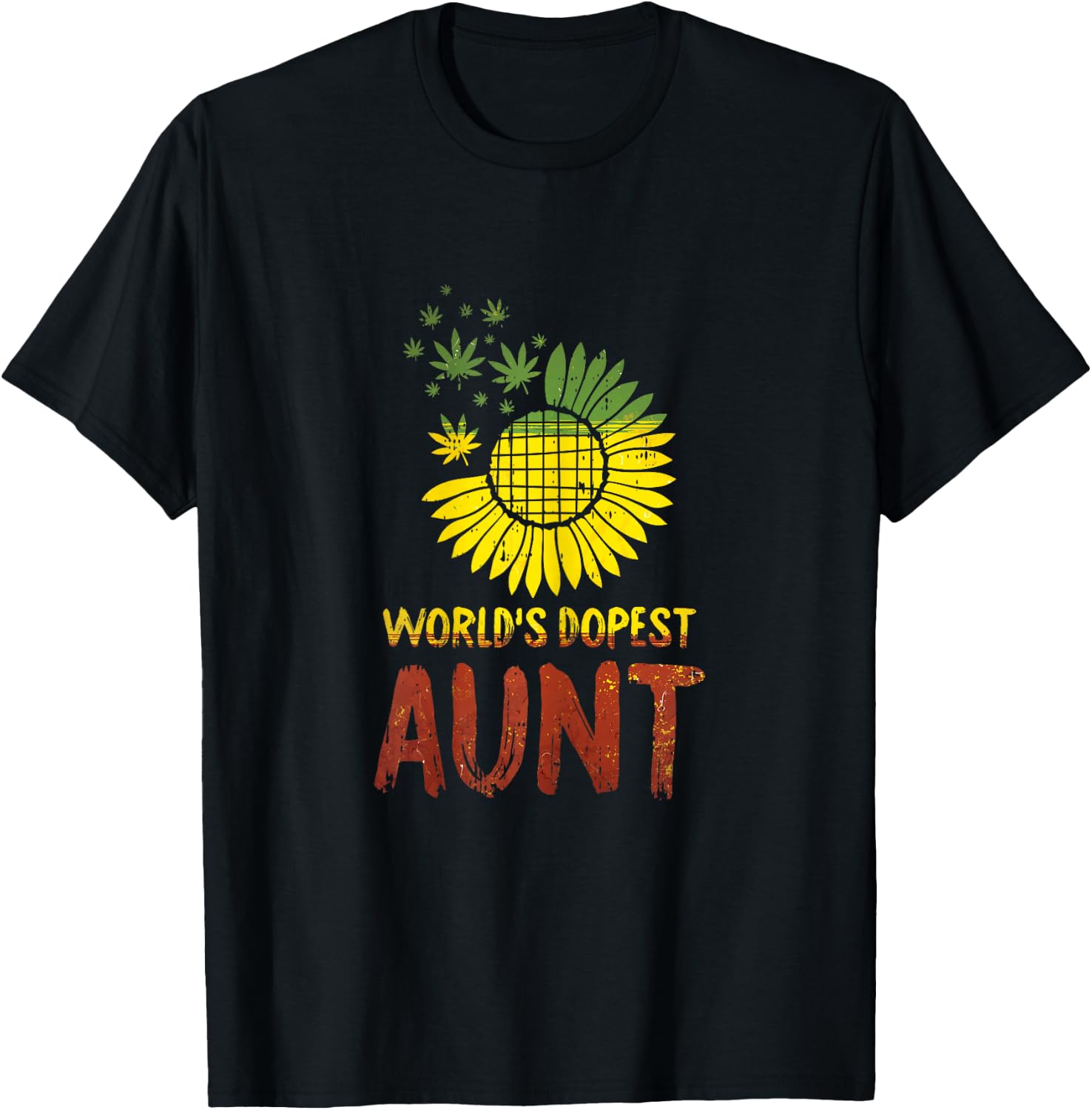 Worlds Dopest Aunt Weed Marijuana 420 Stoner Gifts T-Shirt - T-Shirt | Black