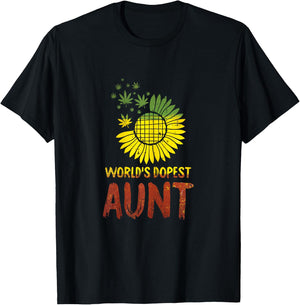 Worlds Dopest Aunt Weed Marijuana 420 Stoner Gifts T-Shirt - T-Shirt | Black