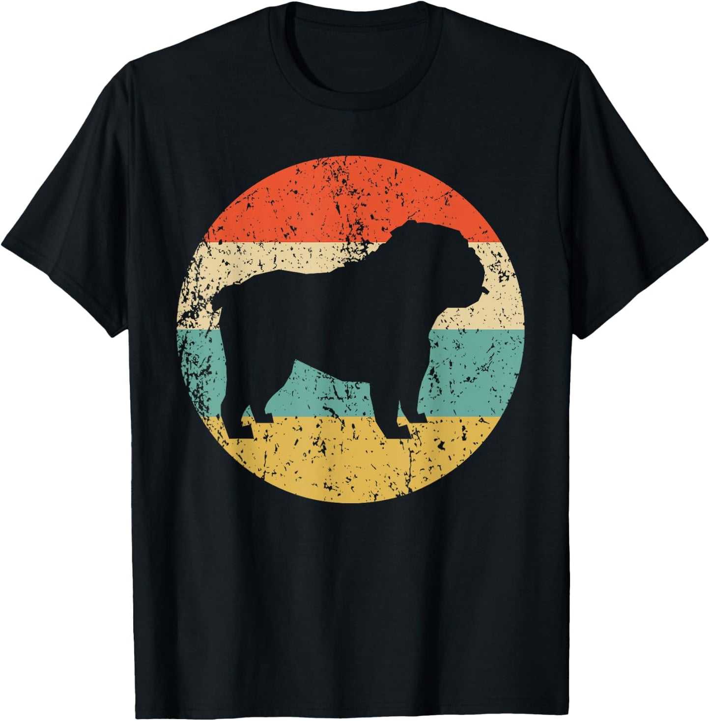 English Bulldog Retro English Bulldog Dog T-Shirt - T-Shirt | Black