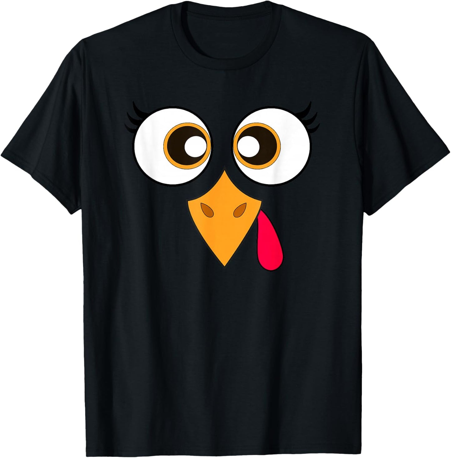 Cute Thanksgiving Turkey Face Women Girls Turkey Day T-Shirt - T-Shirt | Black