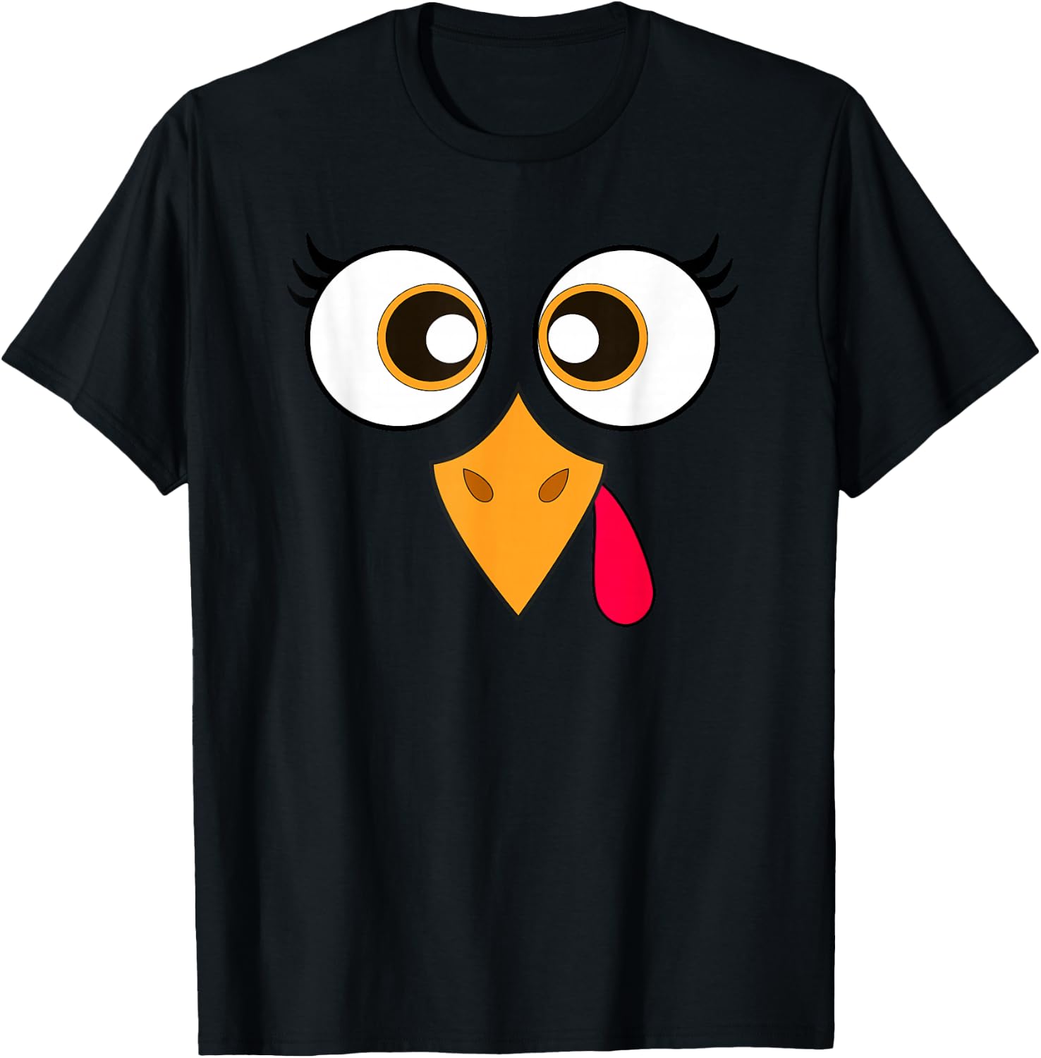 Cute Thanksgiving Turkey Face Women Girls Turkey Day T-Shirt - T-Shirt | Black