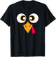 Cute Thanksgiving Turkey Face Women Girls Turkey Day T-Shirt - T-Shirt | Black