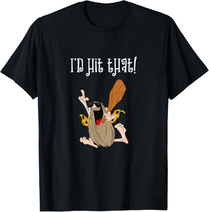 Funny Hairy Caveman Id Hit That Bat Dinosaurs Novelty T-Shirt - T-Shirt | Black