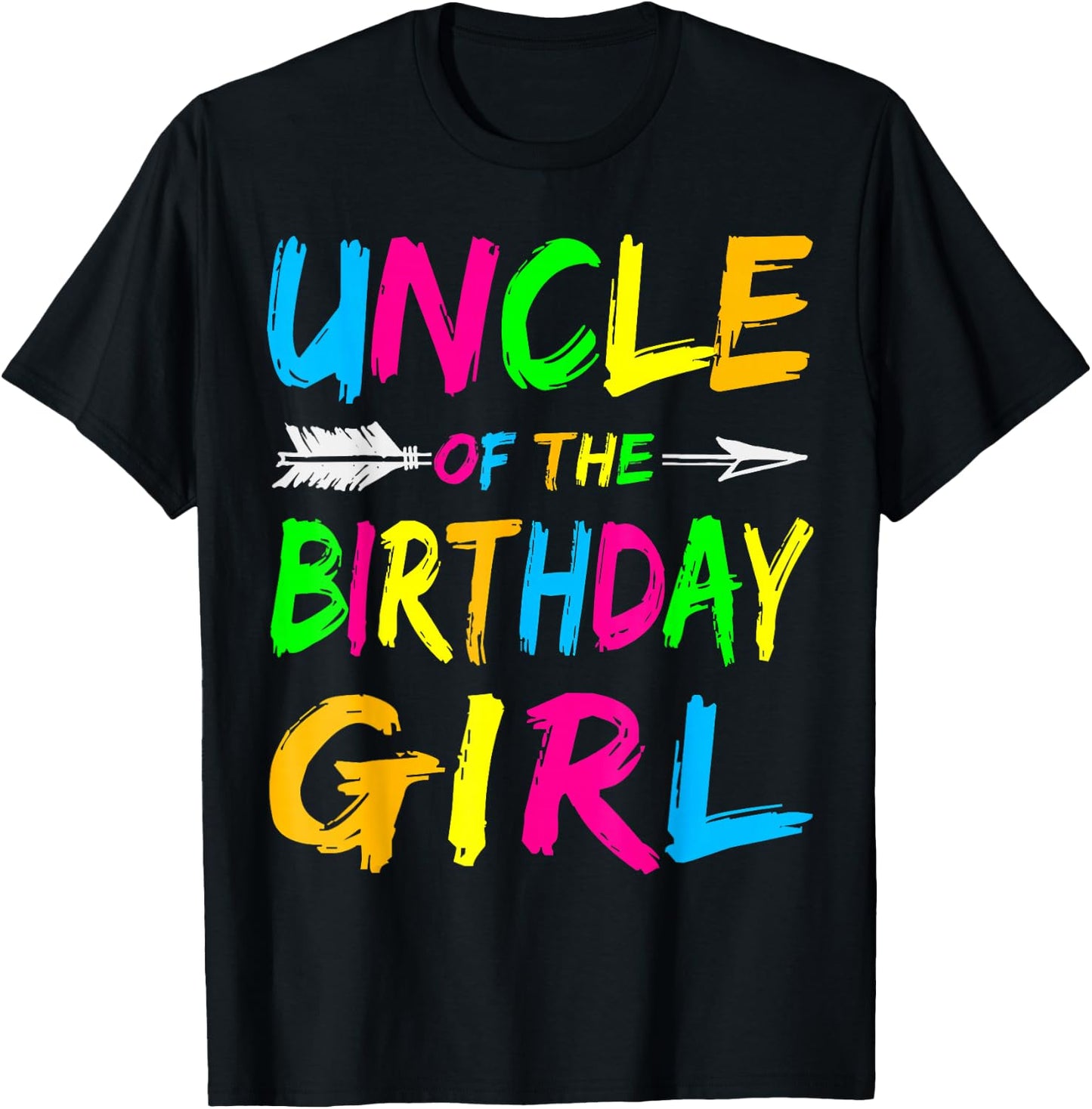 Uncle of the Birthday Girl Retro 80's Party Shirt T-Shirt - T-Shirt | Black