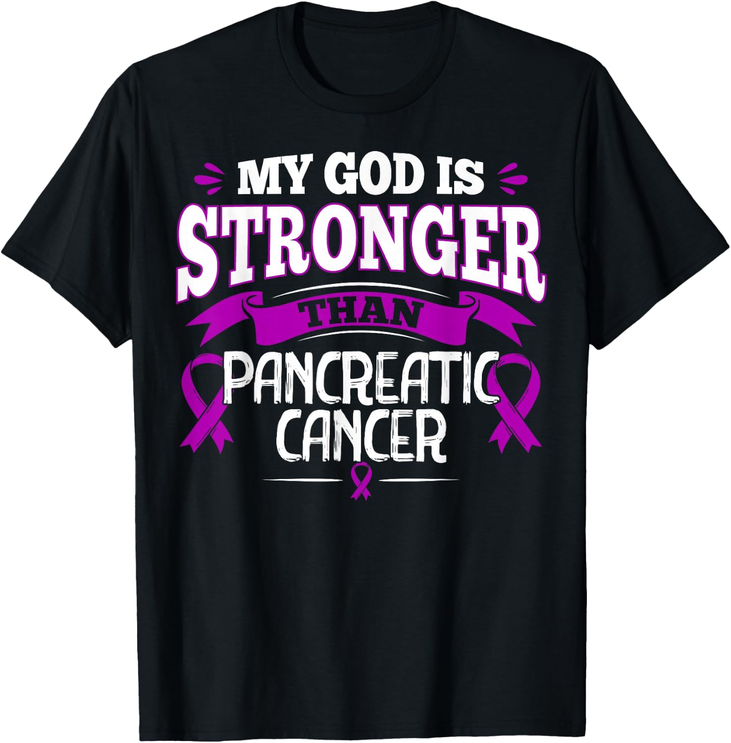 Purple Awareness Ribbon - Pancreatic Cancer Survivor T-Shirt - T-Shirt | Black