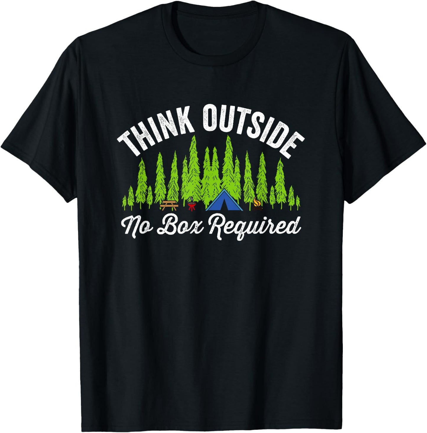 Think Outside No Box Required Outdoors Camp T-Shirt - T-Shirt | Black