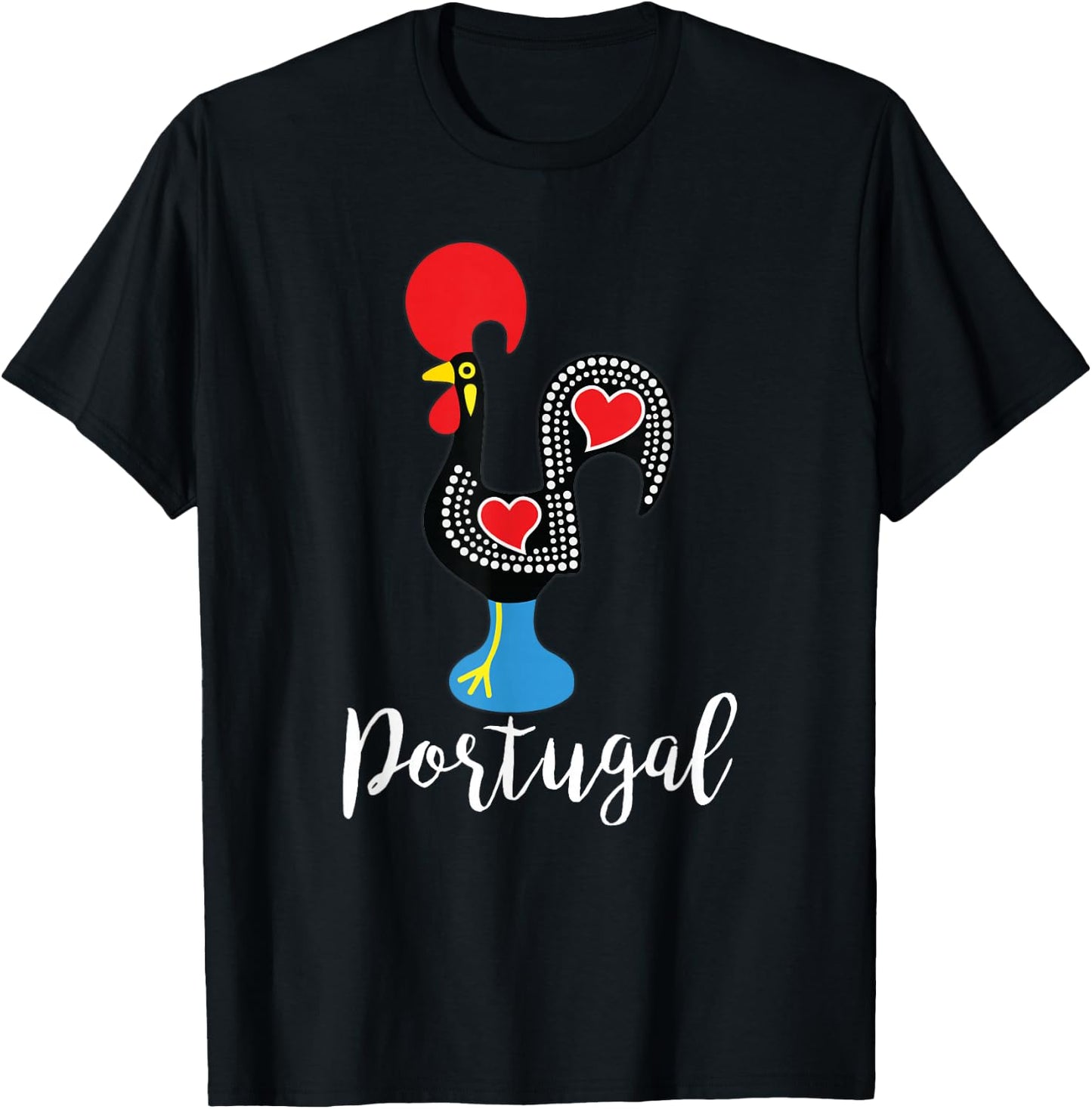 Portuguese Rooster Portugal Galo de Barcelos Figurine T-Shirt - T-Shirt | Black