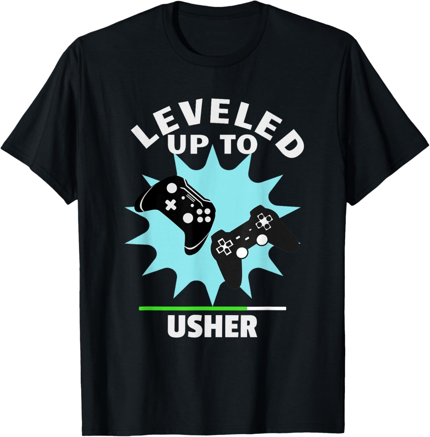 Usher Wedding Gift Funny Leveled Up Gamer T-Shirt - T-Shirt | Black