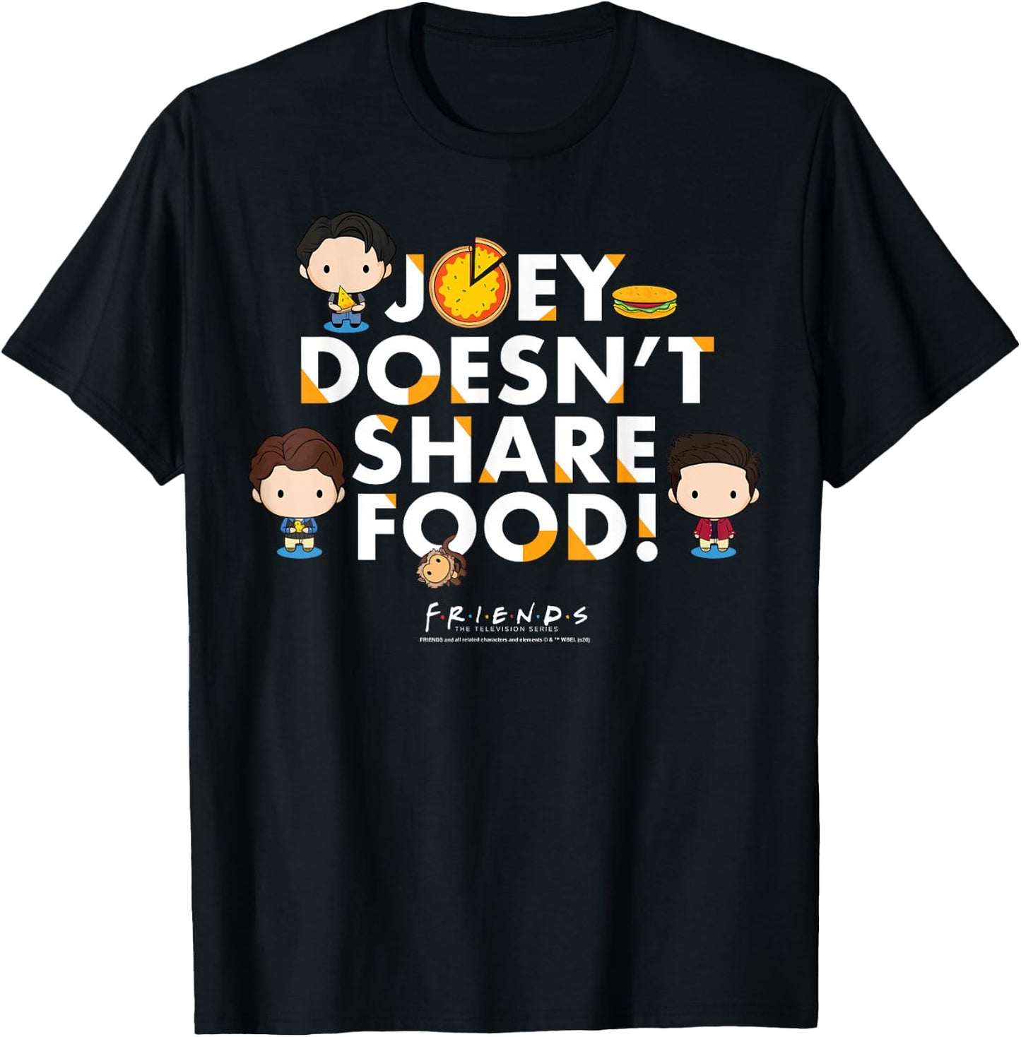 Friends Chibi Joey Doesn't Share Food T-Shirt - T-Shirt | Black