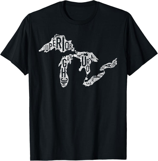 Distressed Great Lakes T-Shirt - T-Shirt | Black