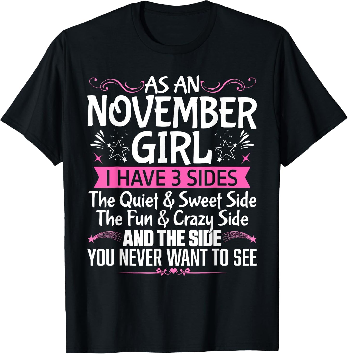 November Queen Born in November Cute Birthday November Girl T-Shirt - T-Shirt | Black