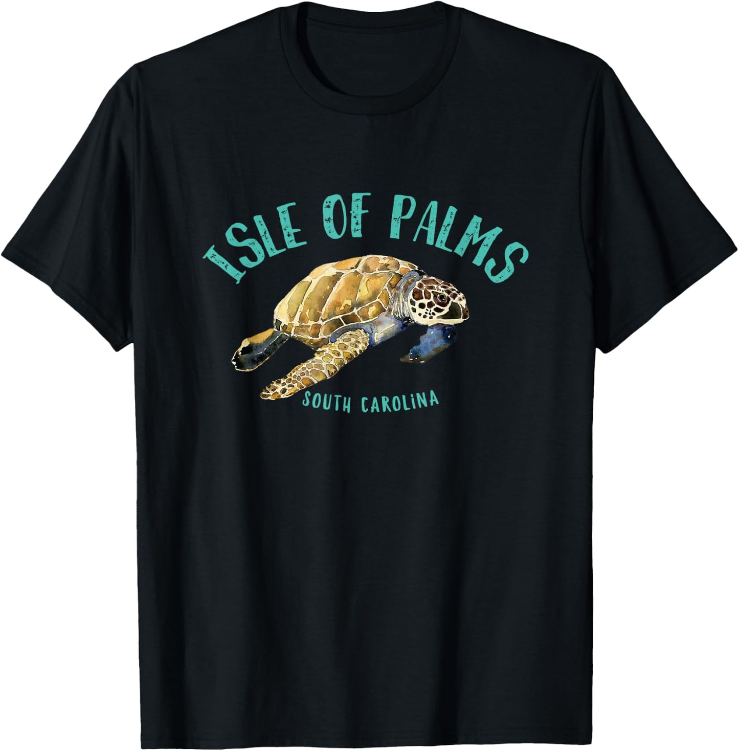 Isle of Palms South Carolina Sea Turtle Design T-Shirt - T-Shirt | Black