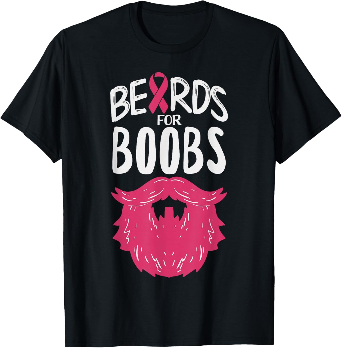 Beards For Boobs Funny Breast Cancer Awareness Support Men T-Shirt - T-Shirt | Black