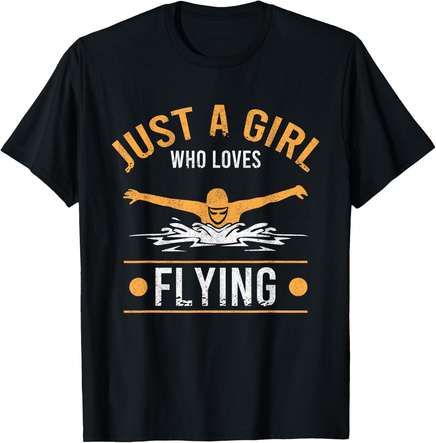 Just A Girl Who Loves Flying Swimmer Swim Women Swimming T-Shirt - T-Shirt | Black