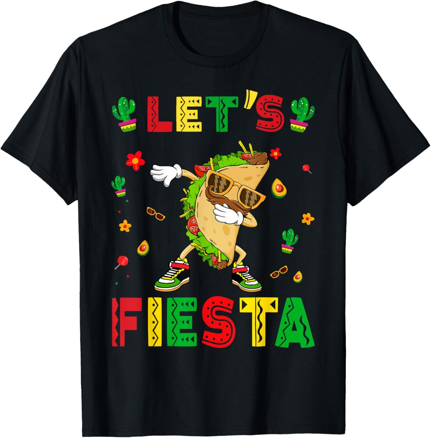 Let's Fiesta Tacos Dabbing Cinco De Mayo Mexican Party T-Shirt - T-Shirt | Black