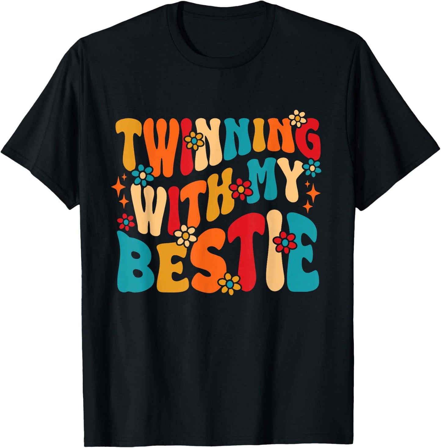 Spirit Week Twinning with My Bestie Matching Twins T-Shirt - T-Shirt | Black