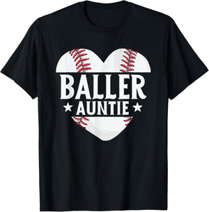 Baseball Aunt Gifts Baller Auntie Mother's Day Mom Women T-Shirt - T-Shirt | Black