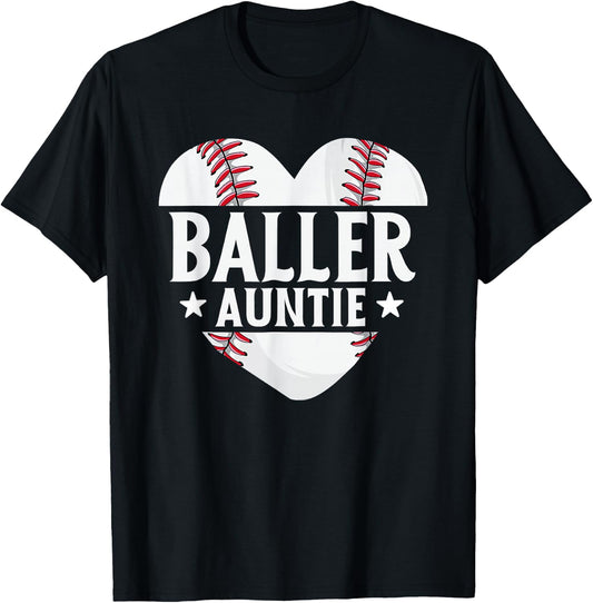 Baseball Aunt Gifts Baller Auntie Mother's Day Mom Women T-Shirt - T-Shirt | Black