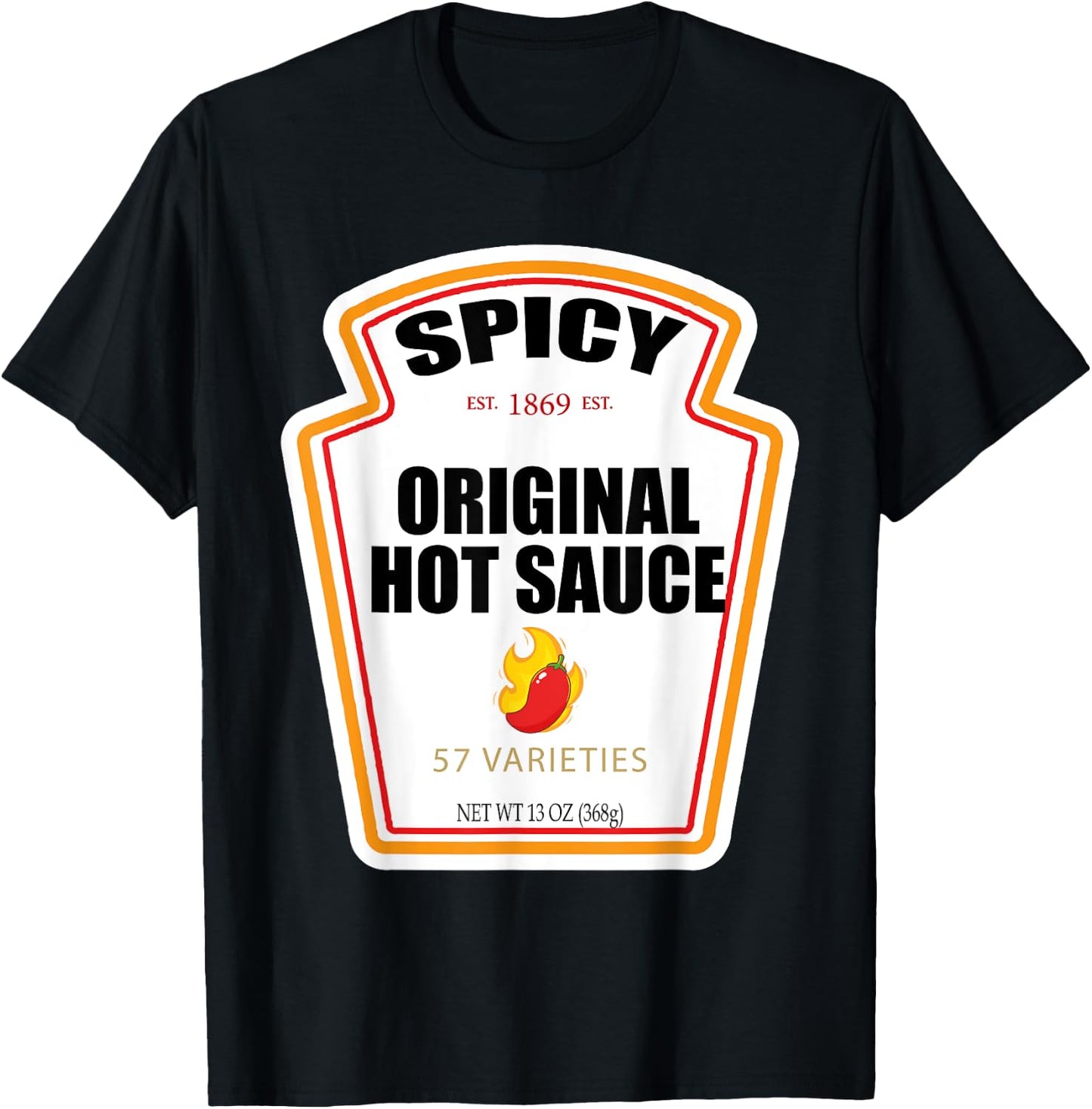 Halloween Matching Costume Spicy Chili Sauce Bottle Label T-Shirt - T-Shirt | Black