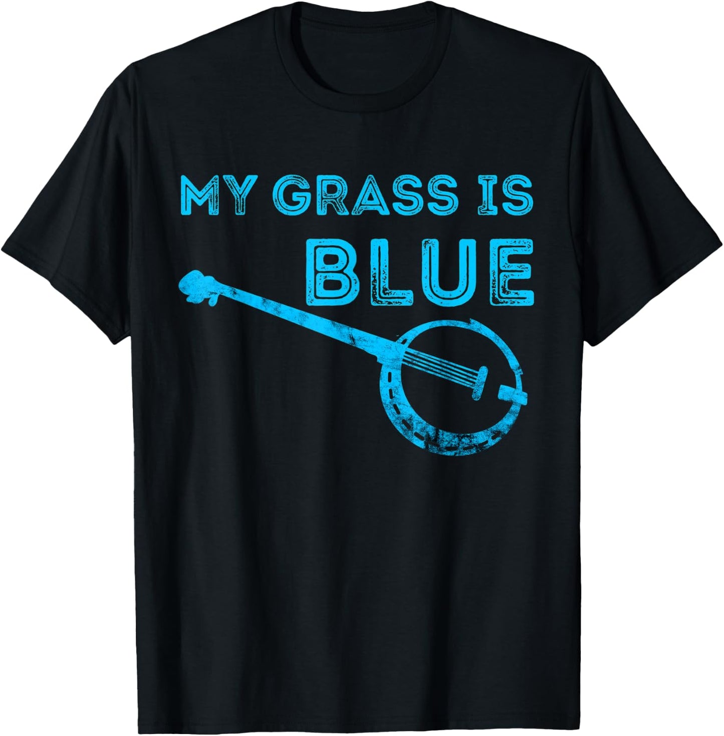 My Grass Is Blue Banjo Bluegrass Folk Country Music T-Shirt - T-Shirt | Black