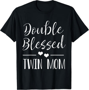 Twin Mama Twin Mom to Be Pregnancy Announcement T-Shirt - T-Shirt | Black