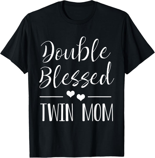 Twin Mama Twin Mom to Be Pregnancy Announcement T-Shirt - T-Shirt | Black